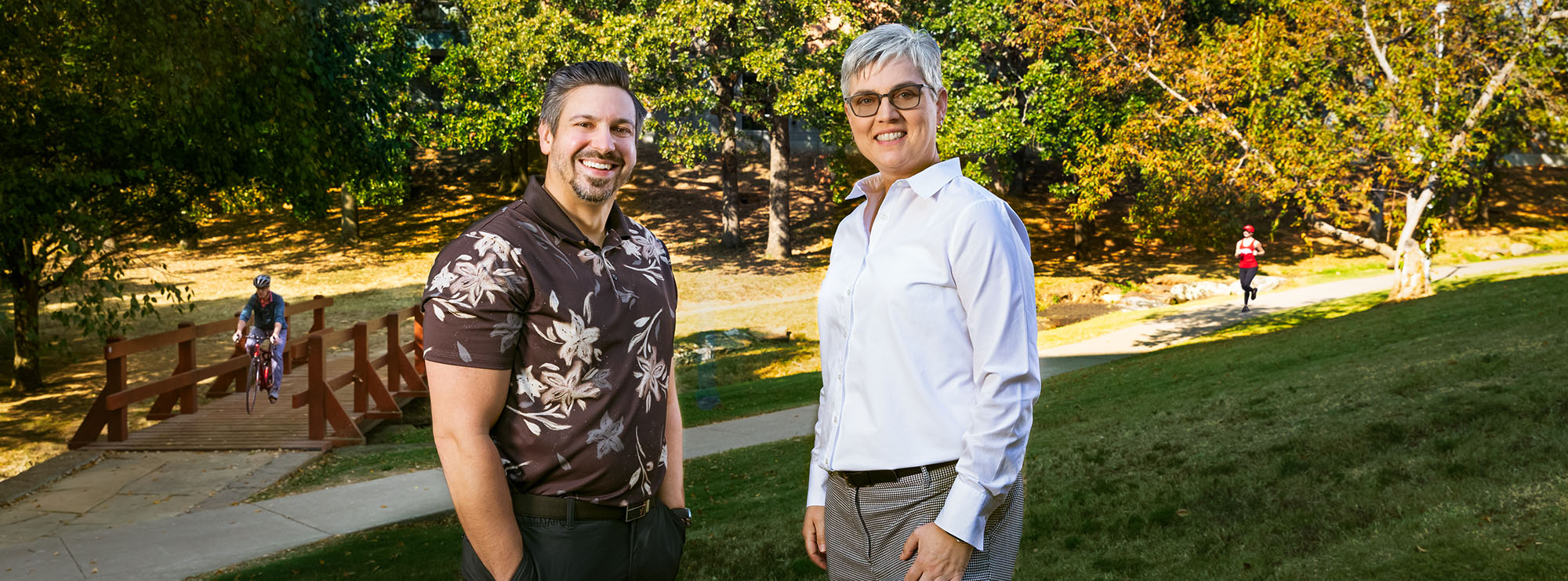 University of Arkansas researchers Kevin Murach (left) and Michelle Gray (right) study how aging affects the body – both physically and cognitively.