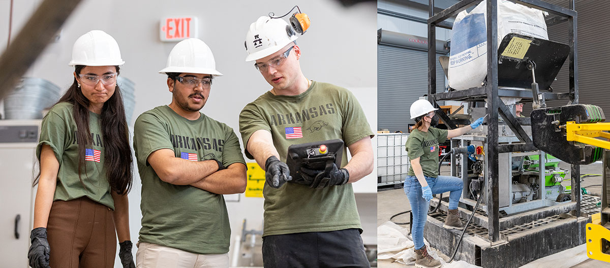 University of Arkansas students participate in the research and experimentation of 3d printing cement